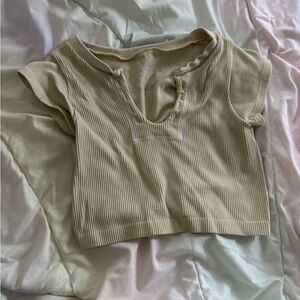 Pale Yellow Ribbed Women's Top